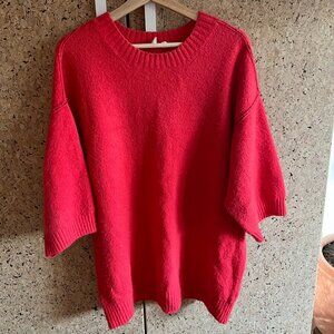 Anthropologie Cozy Oversized Moth Red Sweater (Medium)